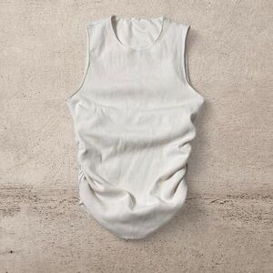 Alo Yoga En Pointe Tank White Ribbed Ruched Tank Top XS